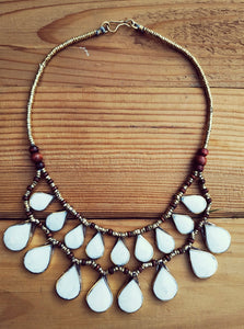FREE Shipping Tribal white onyx necklace.Tribal Choker Necklace. Statement necklace. Ethnic stone jewelry.Tribal gypsy Nomadic choker