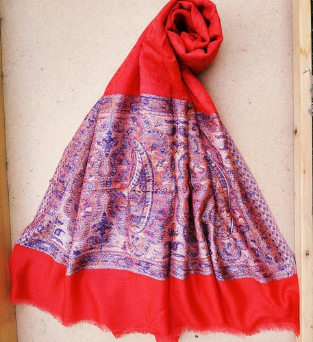 Red Cashmere Wrap- Pure Pashmina shawl-Cashmere scarf- Printed Cashmere scarf- Cashmere shawl- Warm winter cashmere shawl- Winter shawl