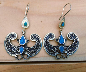 Butterfly earrings- Afghan earring- Kuchi earrings- Bedouin earrings- Afghan jewelry- Turquoise earring- Gifts for her- Boho earring- Dangle