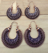 Crescent Earring,Silver Hoop ornate Earring- Rose gold Filigree Earring- Gypsy Jewelry -  Hoop Earrings Tribal Jewelry-