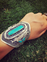 Turquoise bracelet-  Statement bracelet- Turquoise jewelry. Afghan bracelet- Bohemian jewelry Tribal jewelry- Boho jewelry