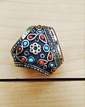 FREE Shipping Unique Turkmenistan Handcrafted Silver Tribal Ring - Afghan Aqeeq Ring - Kuchi Jewelry- Bohemian Jewelry