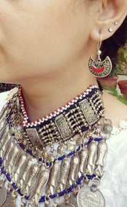 Coral earring- Dangle earring - Tribal Boho Jewelry. Everyday jewels.Bohemian Earrings. Gypsy earrings.Afghan Earrings- Cute earrings-