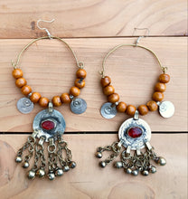 handmade earrings-Afghan coin earrings. bohemian earrings. boho hoop earrings. statement earrings. boho earrings. ethnic jewelry
