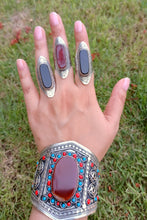 FREE Shipping Aqeeq Saddle ring.Aqeeq statement ring.Ethnic Stone rings.Wire work Afghan ring.Bedouin- Gypsy Nomadic Ring Lapis ring