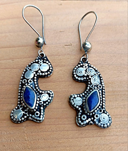 Lapis Lazuli Earrings, Afghan Lapis Earrings, Lapis and Gold Earrings, Blue and Gold Earrings - handmade jewelry- Afghan jewelry- Bohemian