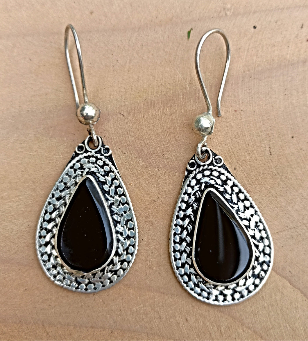 Aqeeq earring- Tribal Earrings- Afghan earrings- Kuchi earrings-silver earrings-Ethnic tribal earrings-boho-Jewelry- Dangle earrings