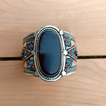 Black is beautiful- Silver Cuff bracelet- Turquoise cuff bracelet- boho cuff bracelet- Afghan cuff bracelet- Afghan jewelry- Zamarut Jewel