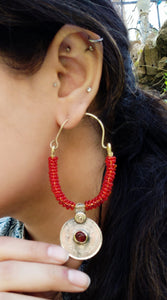 Hoop earring- handmade earrings-Afghan coin earrings. bohemian earrings. boho earrings. statement earrings. boho earrings. ethnic jewelry