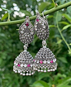 Indian Silver Earrings- Indian earrings- Bollywood  earrings- Tribal Gypsy Earrings- Boho earrings- Jewelry- Bohemian jewelry- wedding wear