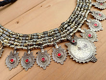 Statement Necklace. Ethnic Tribal coin necklace. Hand made antique jewelry. Ethnic Stone Jewelry.Tribal Gypsy Jewelry.British Raj necklace