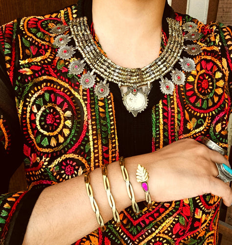 Statement Necklace. Ethnic Tribal coin necklace. Hand made antique jewelry. Ethnic Stone Jewelry.Tribal Gypsy Jewelry.British Raj necklace