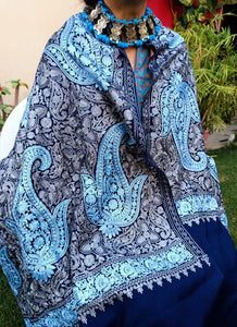 Embroidered Cashmere Shawl- 100% Cashmere- Cashmere Shawl-  Pashmina scarf- Cashmere Scarf-- Winter Pashmina Shawl- Cashmere shawls-