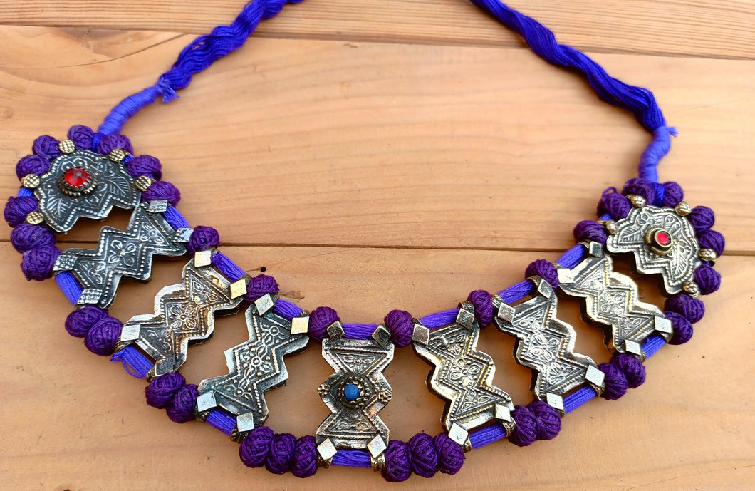 Purple choker necklace- Custom made bohemian necklace- One of a kind ethnic Pakistani necklace- Pakistani jewelry- Tribal statement necklace
