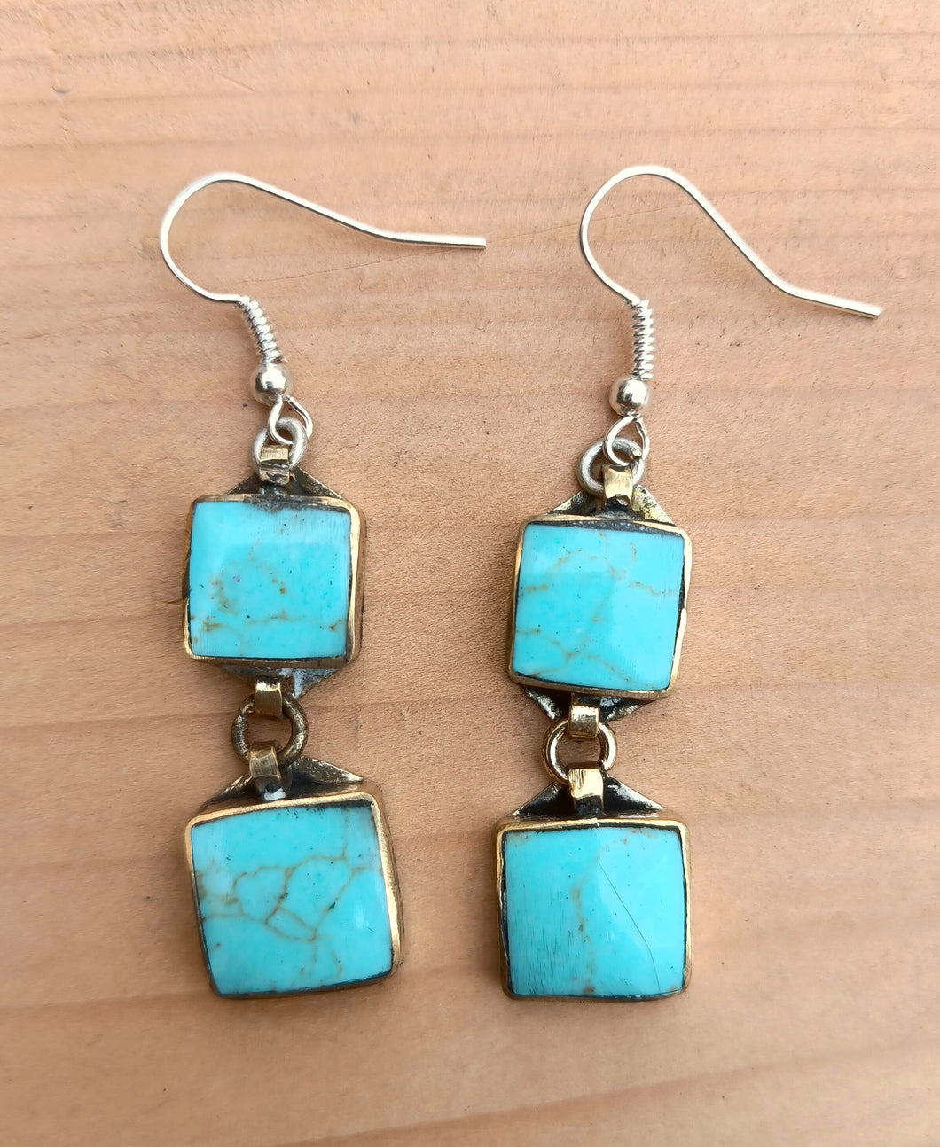 Turquoise earrings- Afghan kuchi earrings- Bohemian turquoise earrings- Everyday earrings- Casual earrings