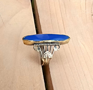 Lapis ring- Lapis jewelry-  Saddle ring. Lapis statement ring.Ethnic Stone rings.Wire work Afghan ring. Gypsy Nomadic Ring Lapis ring