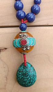Turquoise jewelry- Amber pendant- Yellow stone pendant- Pendant- Boho  Pendant - Statement pendant necklace- Stone jewelry- chain necklace