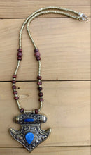 Lapis necklace- Pendant necklace- Beaded necklace- long necklace- Afghan pendant necklace necklace- Chain pendants- Handmade necklace