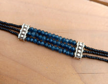 Blue jade bracelet- Bohemian stacking jewelry- Beaded Jade bracelet- Tibetan Silver bracelet- Stocking stuffers