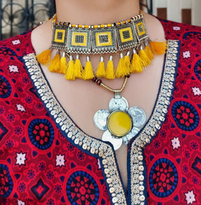 Indian Necklace- Indian Meena necklace- Bohemian tribal jewelry- Ethnic boho necklace- Choker necklace- Gypsy jewelry- hippie jewelry