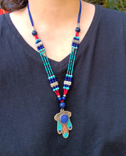 Evil eye Turquoise jewelry-Hamasa pendant- Lapis pendant- Pendant- Boho  Pendant - Statement pendant necklace- Stone jewelry- chain necklace