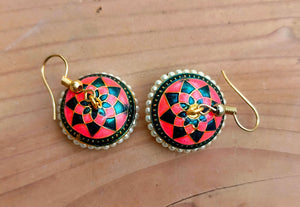 Indian Jaipur  Earrings- Dangle earrings- Large Ear hoops- Tribal-Ethnic-Jewelry- Piercing Earring- Indian Jewelry- Dholki earring- Jewelry