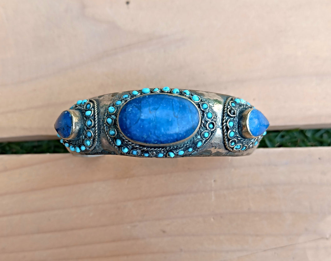 Silver afghan cuff bracelet- Coral bracelet-  Vintage Afghan Tribe Cuff bracelet- Coral Bracelet- Vintage jewelry-  Bohemian jewelry-