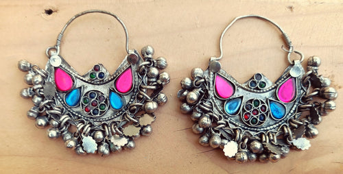 Statement earrings- Hoop earrings- Afghan earring- Kuchi earring-bohemian earring- Ethnic earring.Tribal hoop.Bedouin Jewelry. Kuchi jewelry