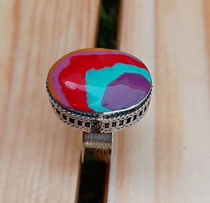 Pink onyx ring- Bohemian ring- Stone ring- Afghan ring- Ethnic Tribal ring- Kuchi Ring- Kuchi tribal ring.Pink Tribal Ring. Gypsy stone ring