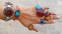 Pink onyx ring- Bohemian ring- Stone ring- Afghan ring- Ethnic Tribal ring- Kuchi Ring- Kuchi tribal ring.Pink Tribal Ring. Gypsy stone ring