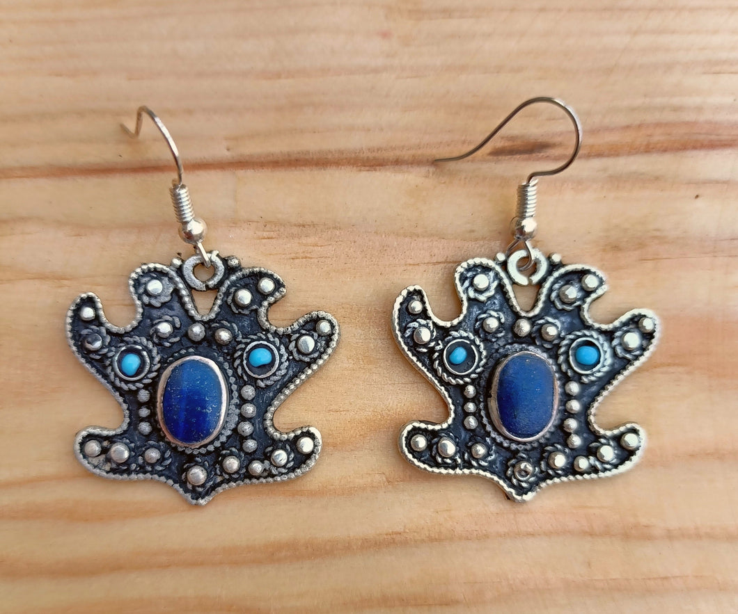 Lapis Lazuli Earrings, Afghan Lapis Earrings, Lapis and Gold Earrings, Blue and Gold Earrings - handmade jewelry- Afghan jewelry- Bohemian