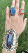 Lapis lazuli Cuff- Silver Lapis Lazuli cuff - Lapis bracelet- Tribal bracelet- Nomadic- Turquoise bracelet-  Blue lapis lazuli bracelet