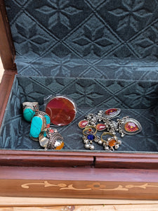 Jewelry box- Wood jewelry box- Panda accessories - Teak wood Ethnic Handicrafts- Ring box-Jewelry storage- Stone jewelry box- Ethnic jewelry