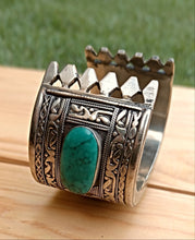 Tuareg Turquoise cuff bracelet- Tribal afghan jewelry- Vintage jewelry- Ethnic tribe jewelry- Turquoise stone- Stone jewelry- boho jewelry