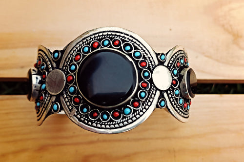 FREE Shipping Afghan Bracelet - African Jewelry - Moroccan - Ethnic Jewelry - Silver Cuff Bracelet - Statement Bracelet - Vintage - Antique