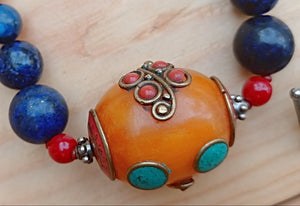 Afghan Amber pendant- Yellow stone pendant- Kuchi Pendant- Boho  Pendant - Statement pendant necklace- Stone jewelry- chain necklace