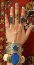 Tuareg Lapis lazuli cuff bracelet- Tribal afghan jewelry- Vintage jewelry- Ethnic tribe jewelry- Afghan stone bracelet- Stone jewelry