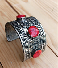 Afghan cuff bracelet- Tribal jewelry- ethnic jewelry- coral jewelry- bohemian bracelet- Coachella jewelry- Kuchi bracelet