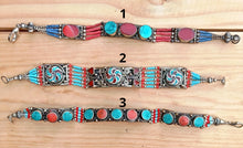 CHOOSE 1 Beaded Turquoise bracelet- Turquoise cuff bracelet-Coral and turquoise bracelet-Tibetan Turquoise bracelet- Tibetan Silver bracelet