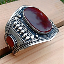 Aqeeq Bracelet- Afghan Aqeeq Bracelet bohemian bracelet- Pakistani jewelry- Afghan jewelry- Silver Aqeeq jewelry- Statement bracelet