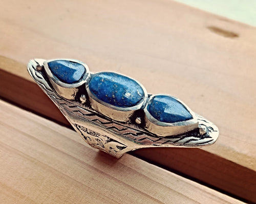 Lapis ring- Lapis jewelry-  Saddle ring. Lapis statement ring.Ethnic Stone rings.Wire work Afghan ring. Gypsy Nomadic Ring Lapis ring
