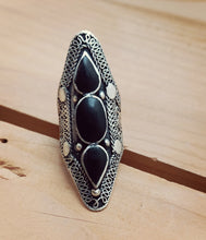 Black stone ring- Afghan jewelry-  Saddle ring. Aqeeq statement ring.Ethnic Stone rings. Bohemian Afghan ring. Gypsy Nomadic Ring- Aqiq ring