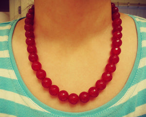 FREE Shipping Marjaan- Red Ruby necklace. Semi precious Jewelry.Handmade  Necklace.Mountain agate necklace.Red Ruby Bead Necklace.