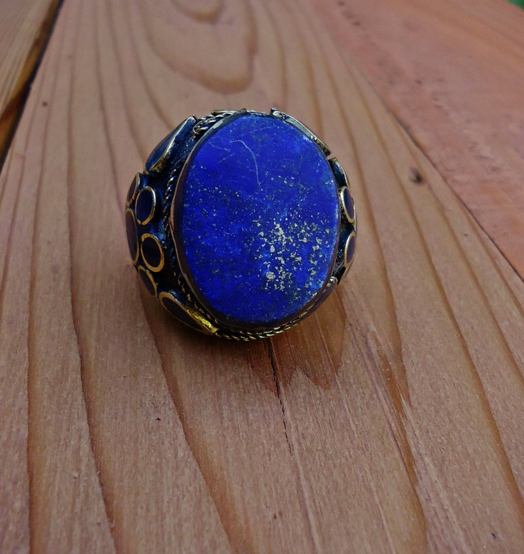 Afghan Tribal Vintage Lapis stone Ring.Turkmen Lapis Lazuli rings.Gypsy jewelry.Vintage Kuchi Stone ring.Bohemian Ring.Bedouin Rings